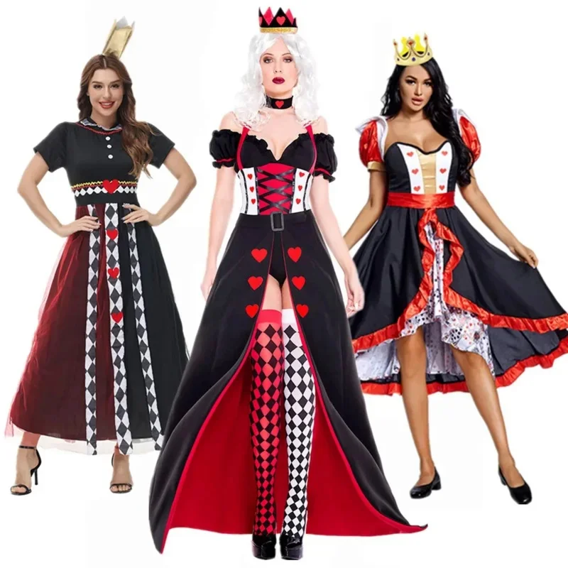 2026-new-costume-alice-dress-poker-queen-cosplay-halloween-hearts-outfit-carnival-masquerade-costumes-in-wonderlan