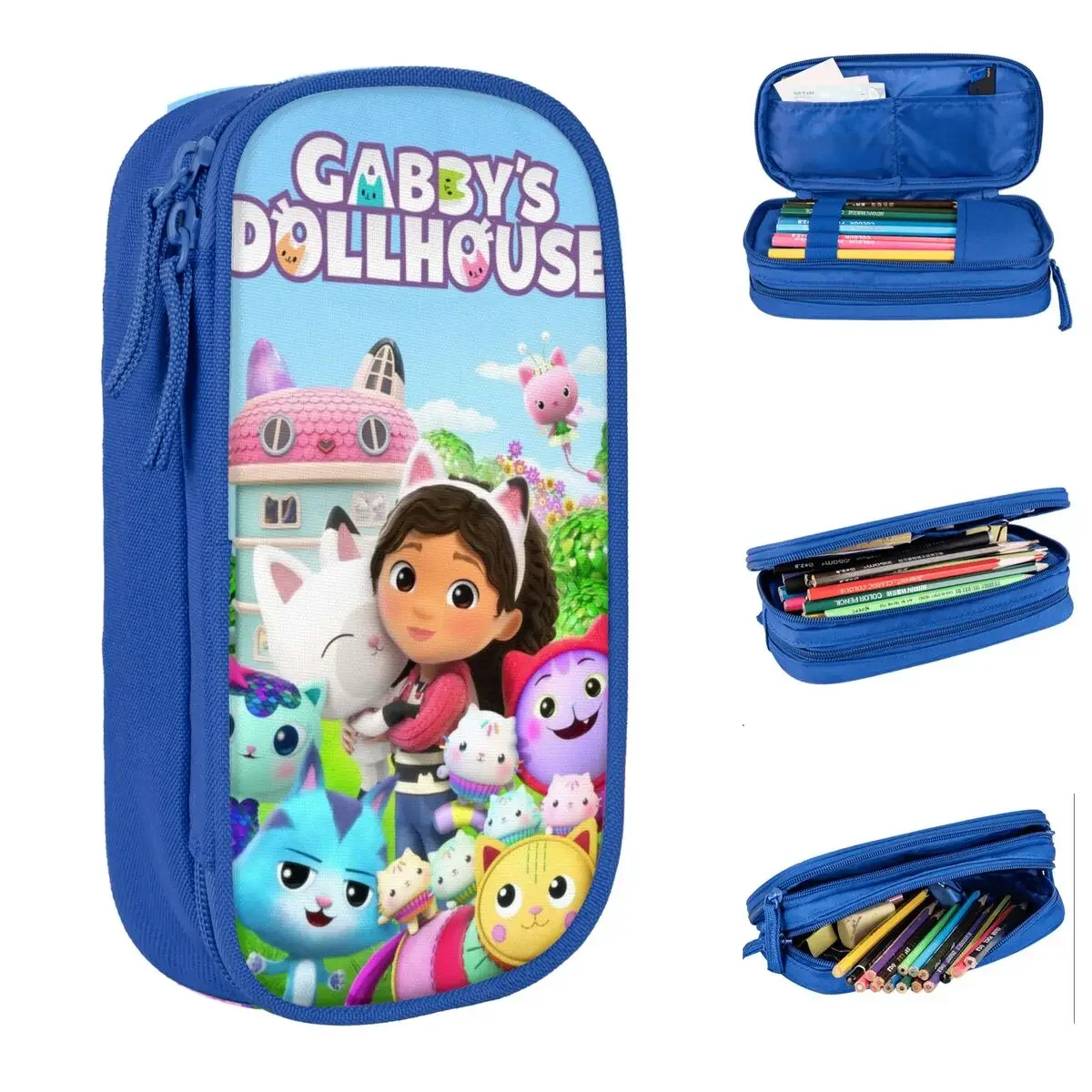 Gabby Dollhouse Pencil Cases Fashion Cute Cartoon Pen Box Bag Kids Large Storage Students School Cosmetic Pencilcases