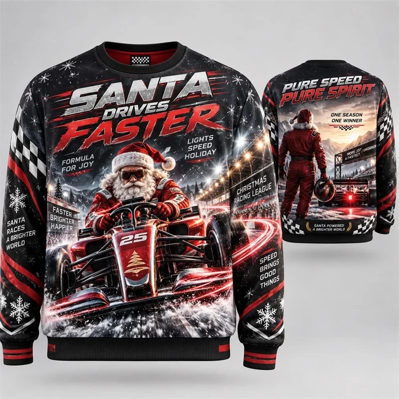 Men Crewneck Pullover Sweatshirt Santa 3d print Pickleball Champion Christmas Tree Snowflake graphic Long Sleeve hoody Top