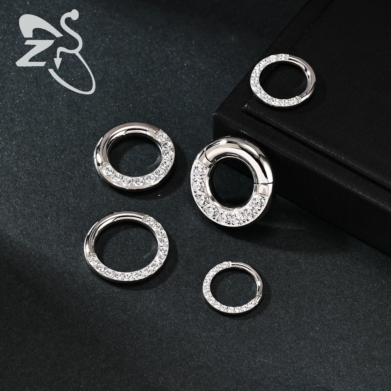 ZS 1PC 316L Stainless Steel Hoop Earring for Women Silver Plated Circle Earring Large Gauge Seputm Nose Ring 2/4/6/8/10/12G