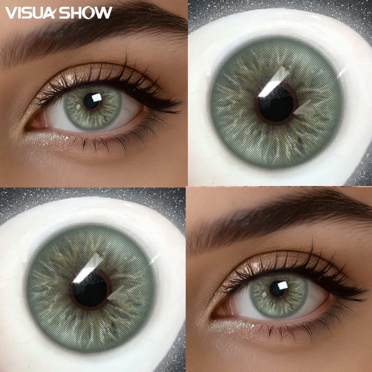 Visuashow 1 Paar Farbige Kontaktlinsen mit Starke fur Augen Make up Halbjahrlich Einweg 14.5mm Geeignet fur Taglichen Gebrauch Termine und Feste Vergrossern die Augen Perfekt fur Halloween Kostume und Cosplay – Detail 10