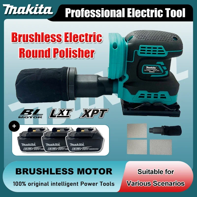 

Makita Electric Cordless Disc Random Orbital Brushless Sander Grinding Polisher 3-Speed Sanding Machine Fit Makita 18V Battery