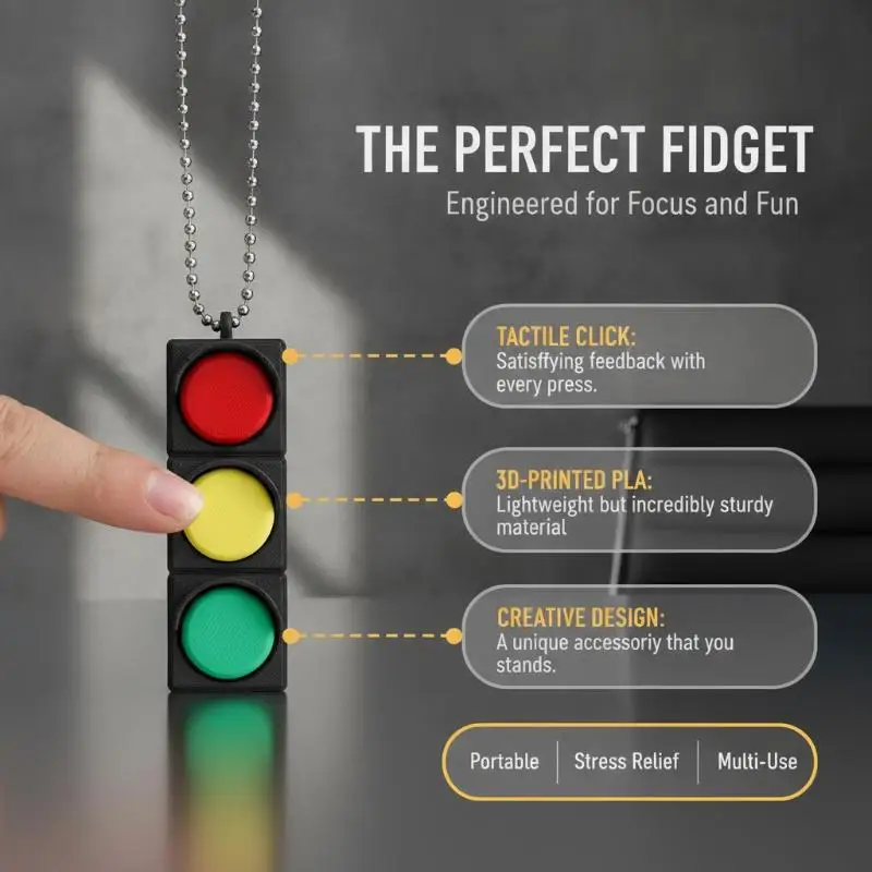 Traffic Light Clicker Stress Reliever Desktop Relax Figurine Press Type Ornament