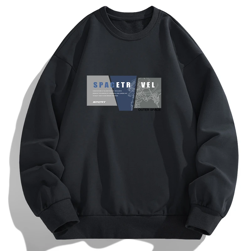 New Sweatshirt Men Autumn Spring Long Sleeved T-shirts Man Print Hoodies Round Neck Pullover Fashion Hip Hop Top Men\'s Clothing