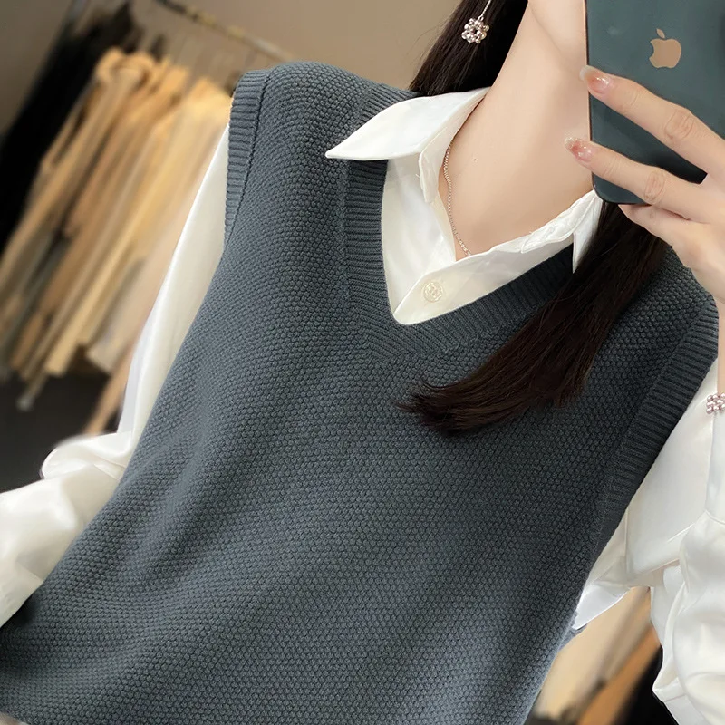 

Solid Color Classic Cardigan Vest Women's V-Neck Sleeveless Waistcoat 2024 Top Great Quality E988