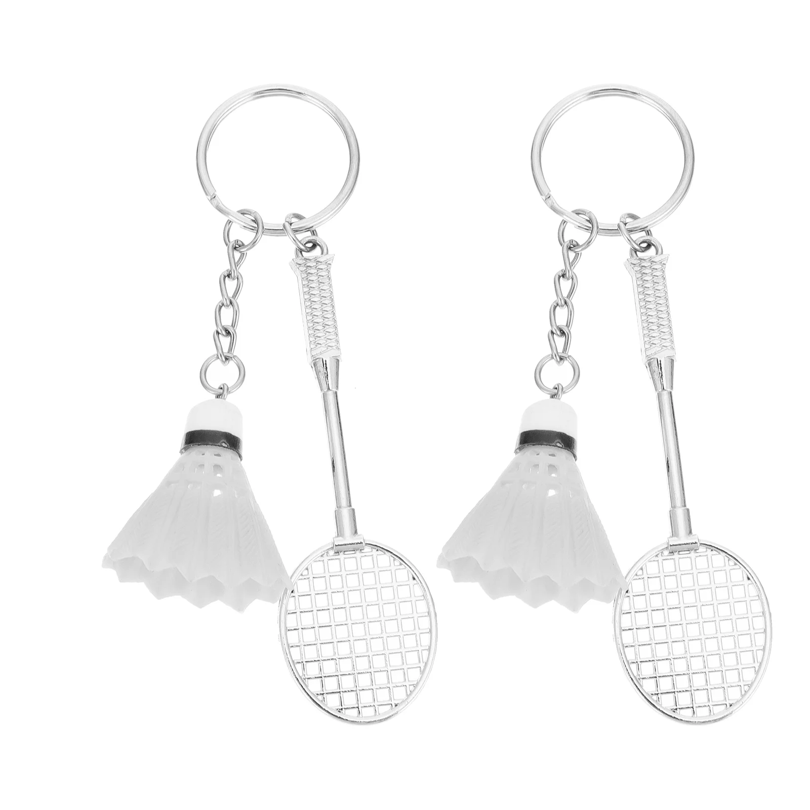 

2 Pcs Badminton Keychain Sports Souvenirs Football Accessories Car Hanging Decor Chains Mini Racket Rings Backpack Pendants Bag