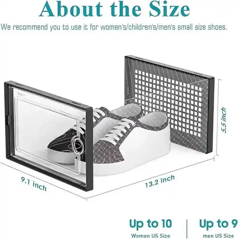3/6/12pcs Shoe Storage Boxes Clear Stackable Shoe Boxes Storage Organizers Magnetic Door Fit Size Plastic Sneaker Containers image 6