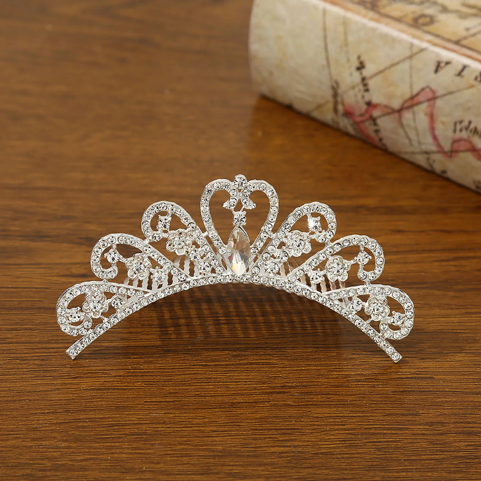 Mini Princess Diadem Simple Tiaras and Crowns with Hair Comb Little Girls Hair Jewelry Shiny Crystal Headbands Fashion Headdress