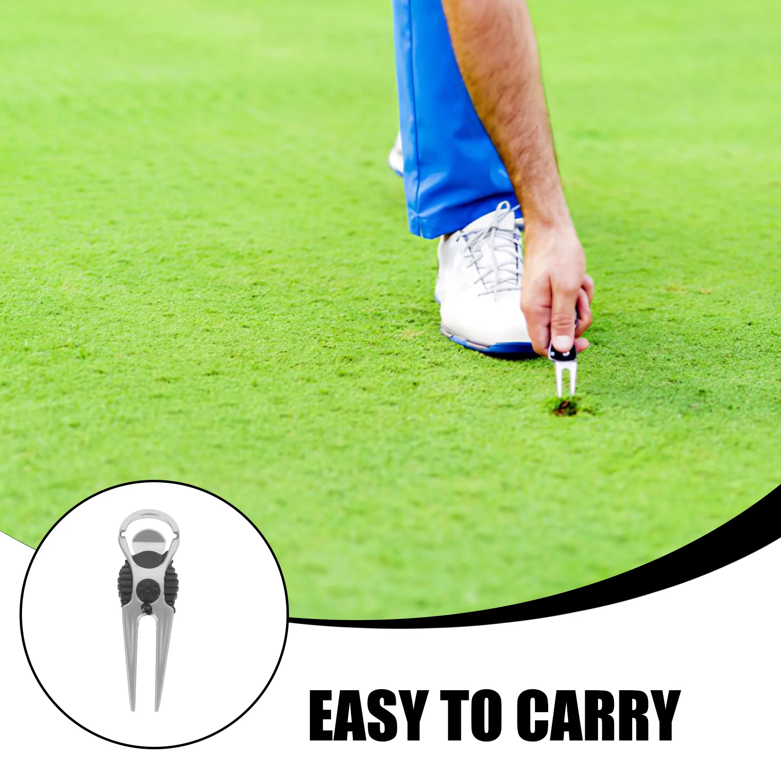 

2pcs Golf Divot Repair Portable Green Fork Ball Marker Durable Outdoor Sports Accessory For Course Club Players Divot Tool Green