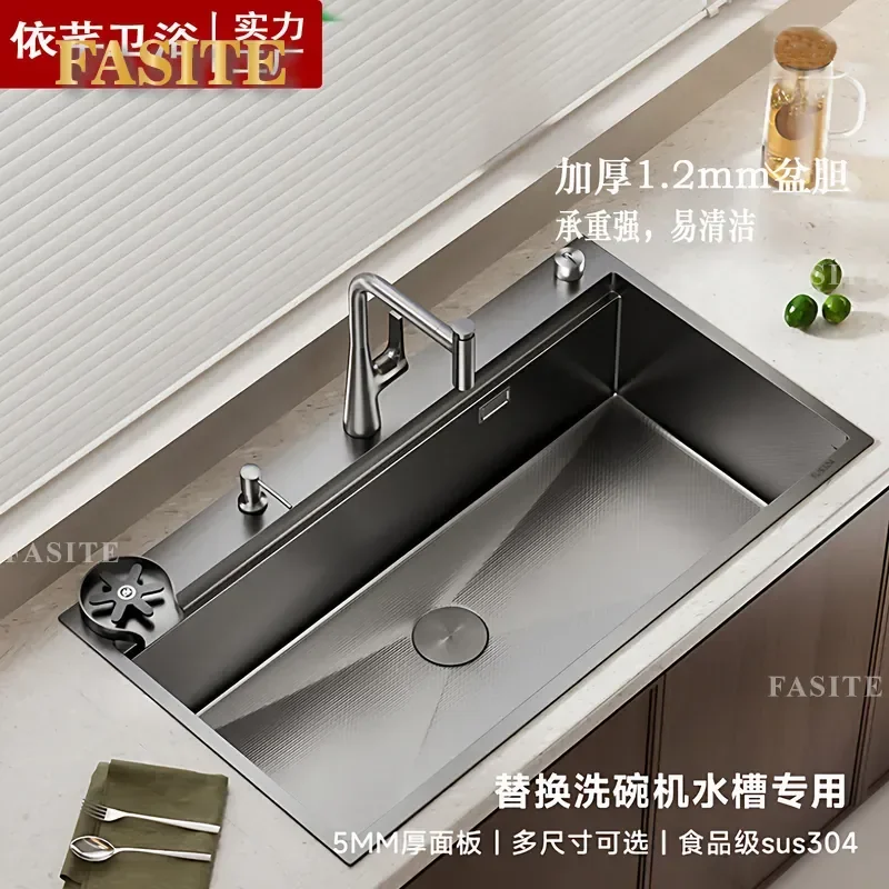 For 304 Stainless Steel Kitchen Sink Large Single Bowl Replacement Dishwasher Vegetable Washing Basin Durable Modern Home