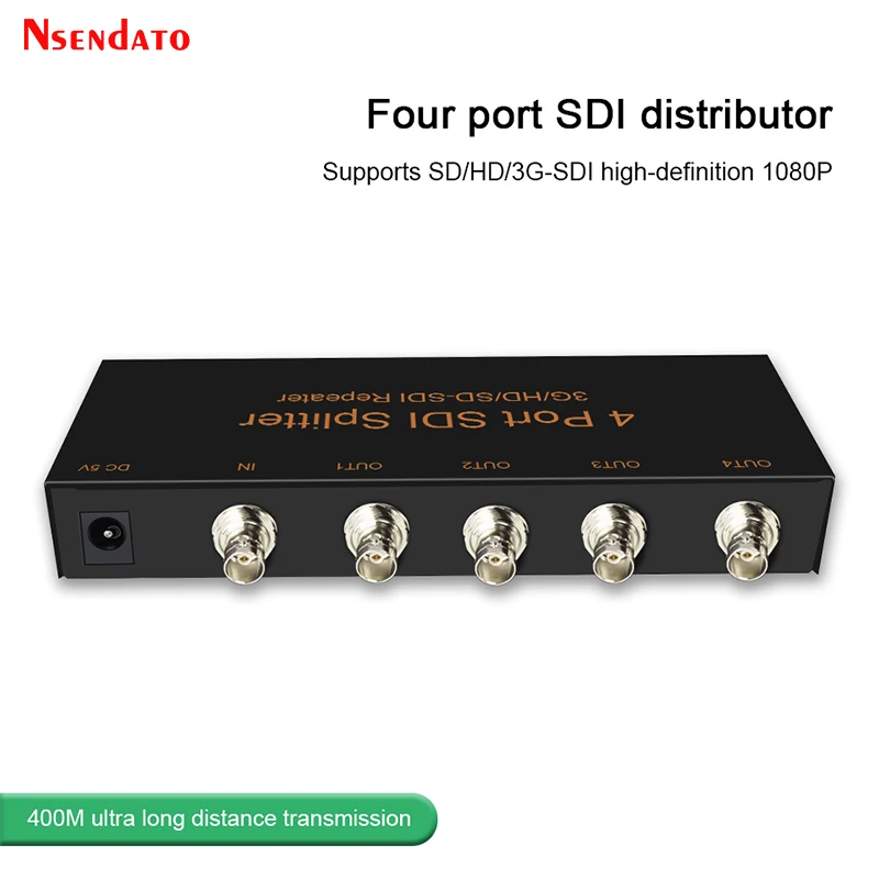 

SDI Splitter 1X4 SDI Distribution Video Audio Converter 4 Port SD/HD/3G-SDI 1080P SDI Extender for TV Camera Projector Monitor