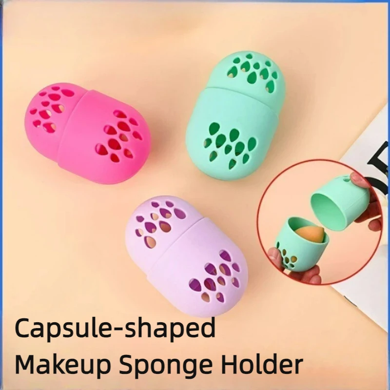 فارغة ماكياج الإسفنج حامل صديقة للبيئة سيليكون الجمال البيض المنظم تنفس تجفيف حقيبة للتخزين صندوق حامل نفخة التجميل