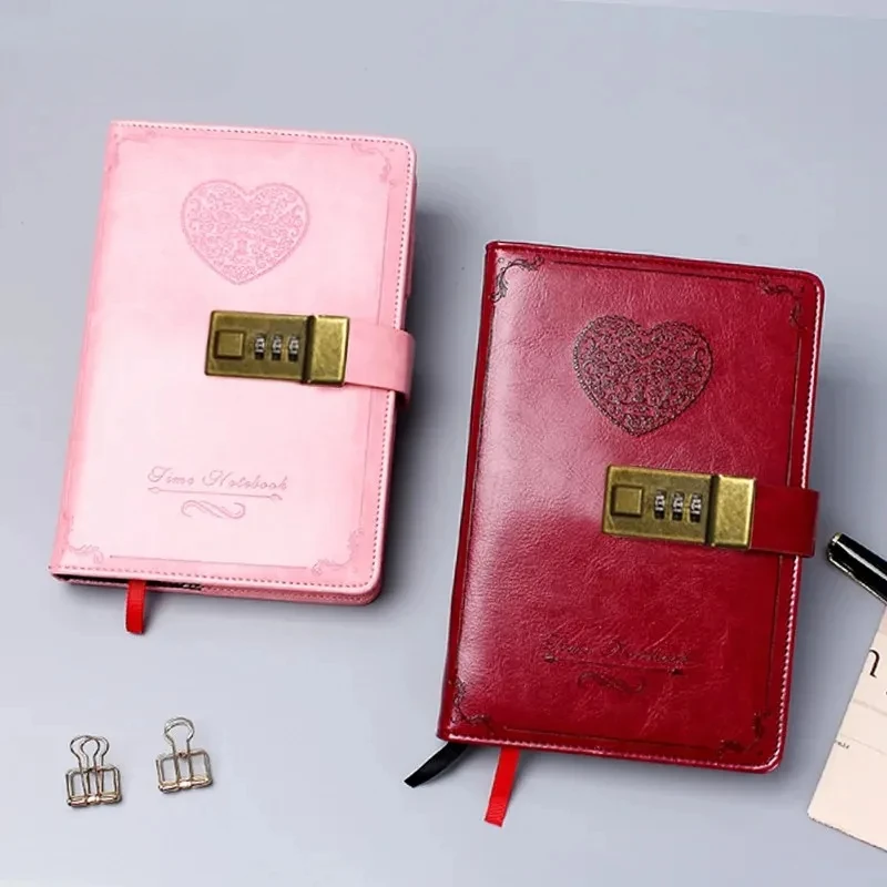 Journal intime vintage rose avec verrouillage par mot de passe pour femme, livre de confidentialité sécurisé pour l'écriture, l'esquisse, cadeau d'anniversaire