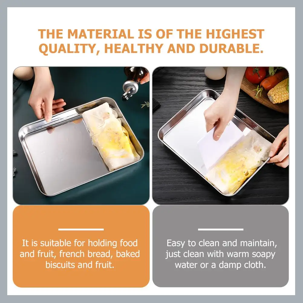 

Stainless Steel Steamer Korean BBQ Plate Snack Food Holder Tray Large Practical Home Storage Rectangular Platters