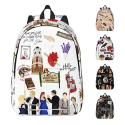 The Vampire Diaries Cartoon Backpack for Men Women Teenage High School Business Daypack TV Series Laptop Canvas Bags with Pocket