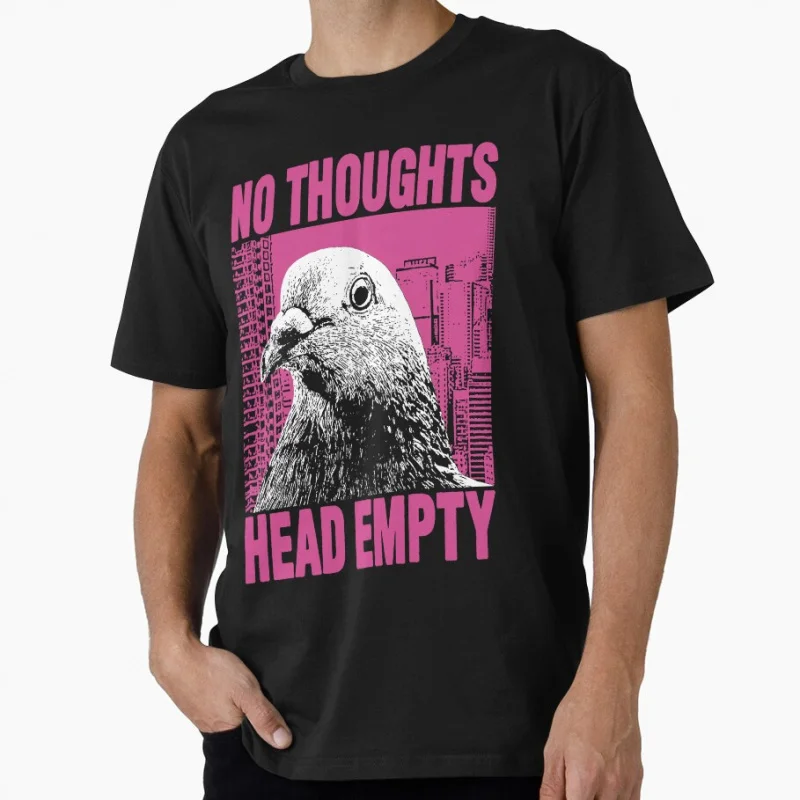 

No Thoughts Head Empty Pigeon vintage Japanese eldritch horror gift T shirt for men Large size Tops S-6XL 100% cotton tee