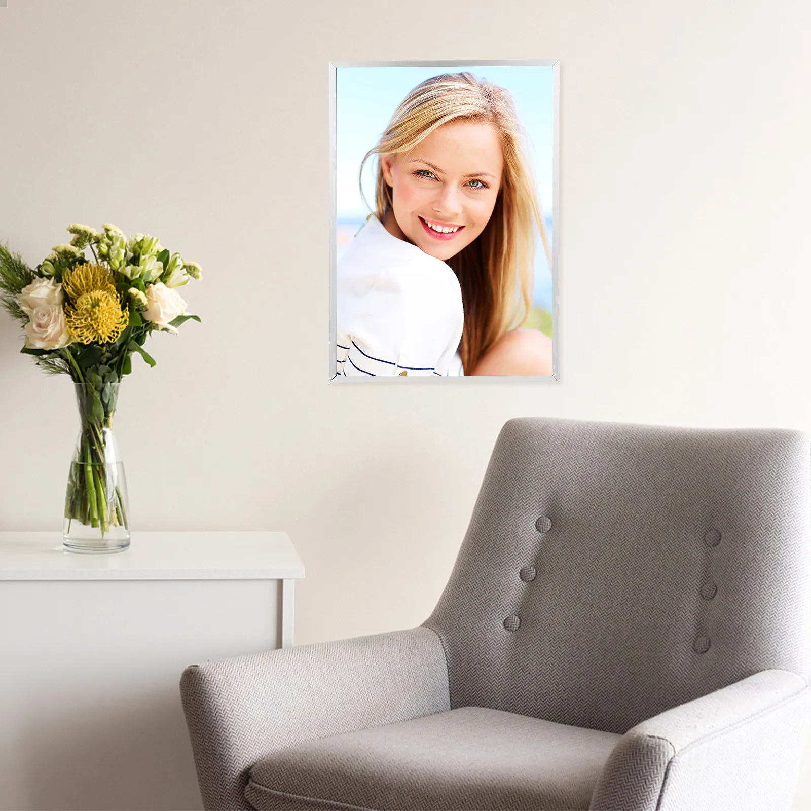 Aluminum Alloy Photo Frame Stable Structure Simple Style Desk Decor Wall Hanging Poster Frame for Office Home Picture Frames