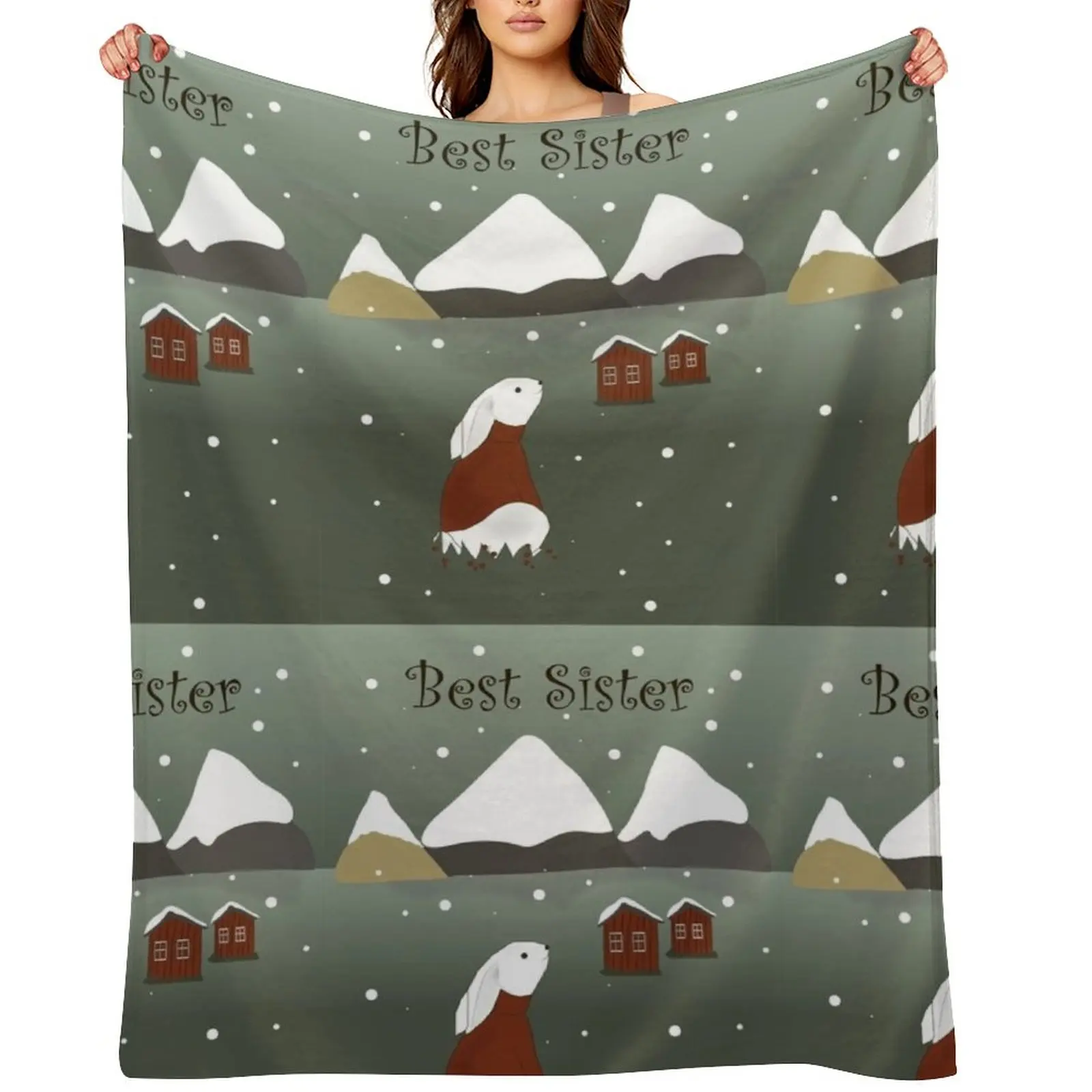 Scandinavian hare Throw Blanket Thin Large heavy to sleep warm for winter Blankets