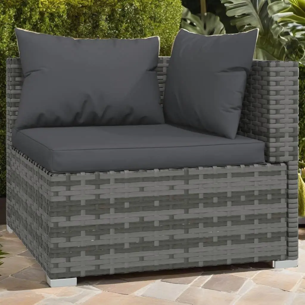 7-Piece Gray Poly Rattan Patio Lounge Set with Cushions - Outdoor Furniture for Perfect Relaxation