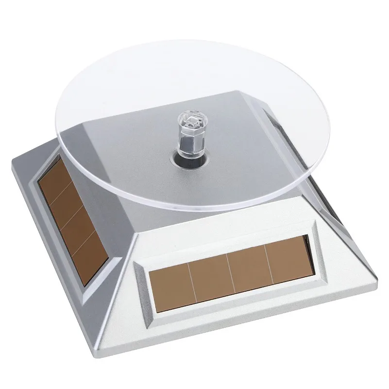 360 Turntable Solar Showcase Rotating Jewelry Watch Ring Phone Stand Display Jewelry Organizer Jewelry Display Stand 4 Colors - Image 2