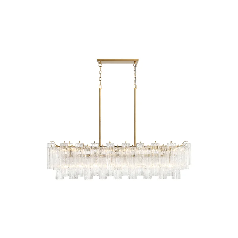 

2026 Early Spring French Design Tired Glass Rods E14 LED Chandelier Hanging Lamp Suspension Luminaire Lampen For Dinning Room