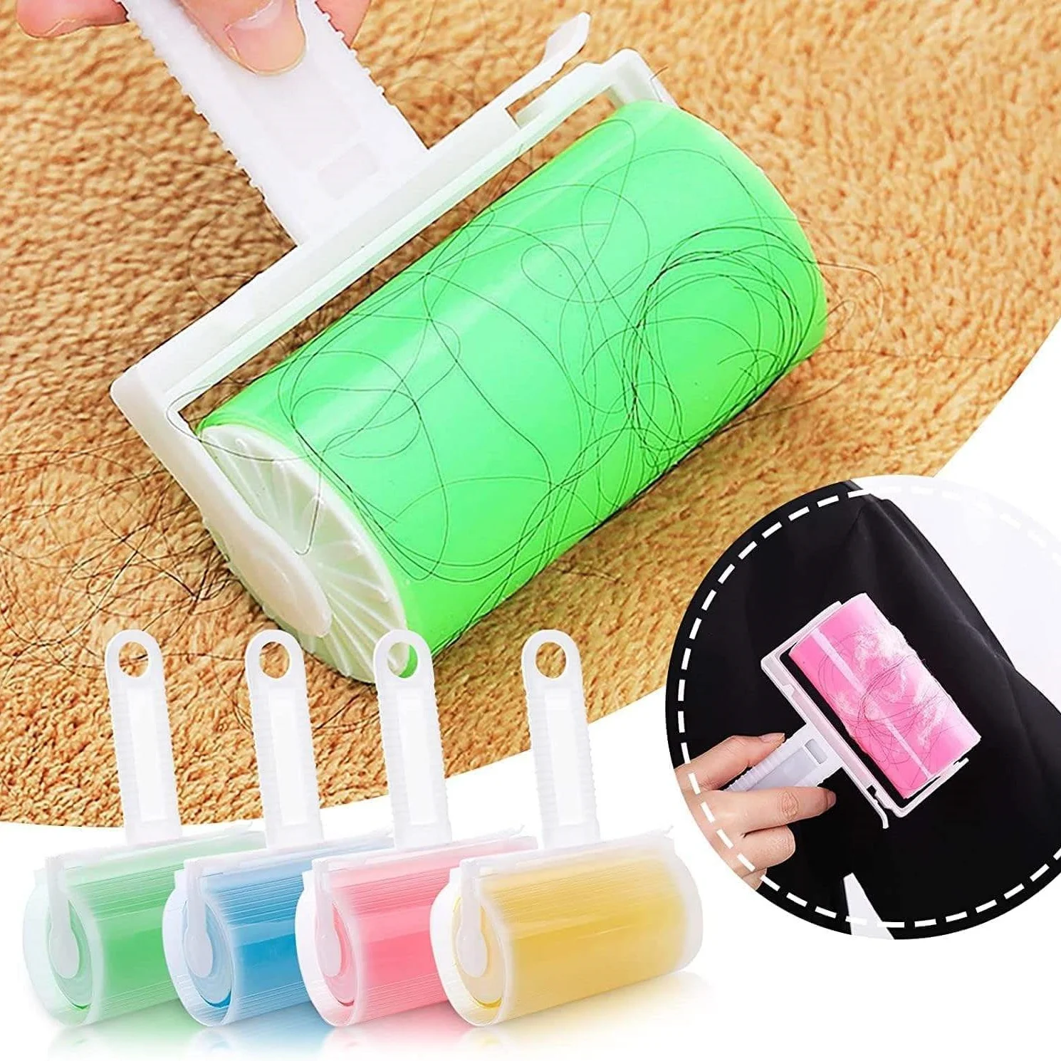 1 PC Washable Clothes Hair Sticky Roller Reusable Portable Home Clean Pet Hair Remover Sticky Roller Carpet Sofa Dust Collector