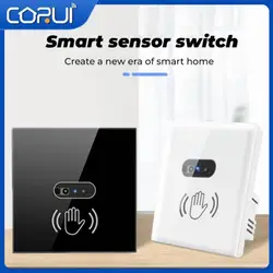 CORUI Smart Wall Light Switch Glass Panel Infrared Human Body Inductive Switch Smart Home Interruptor Inteligente Switch