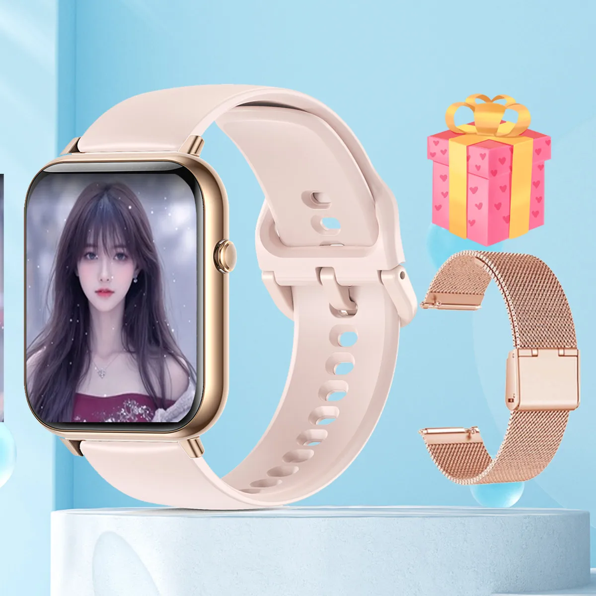 ساعة ذكية عصرية للنساء والرجال بلوتوث مكالمة DIY Watchface Whatsapp إشعار توقعات الطقس جهاز تعقب للياقة البدنية للموسيقى عن بعد