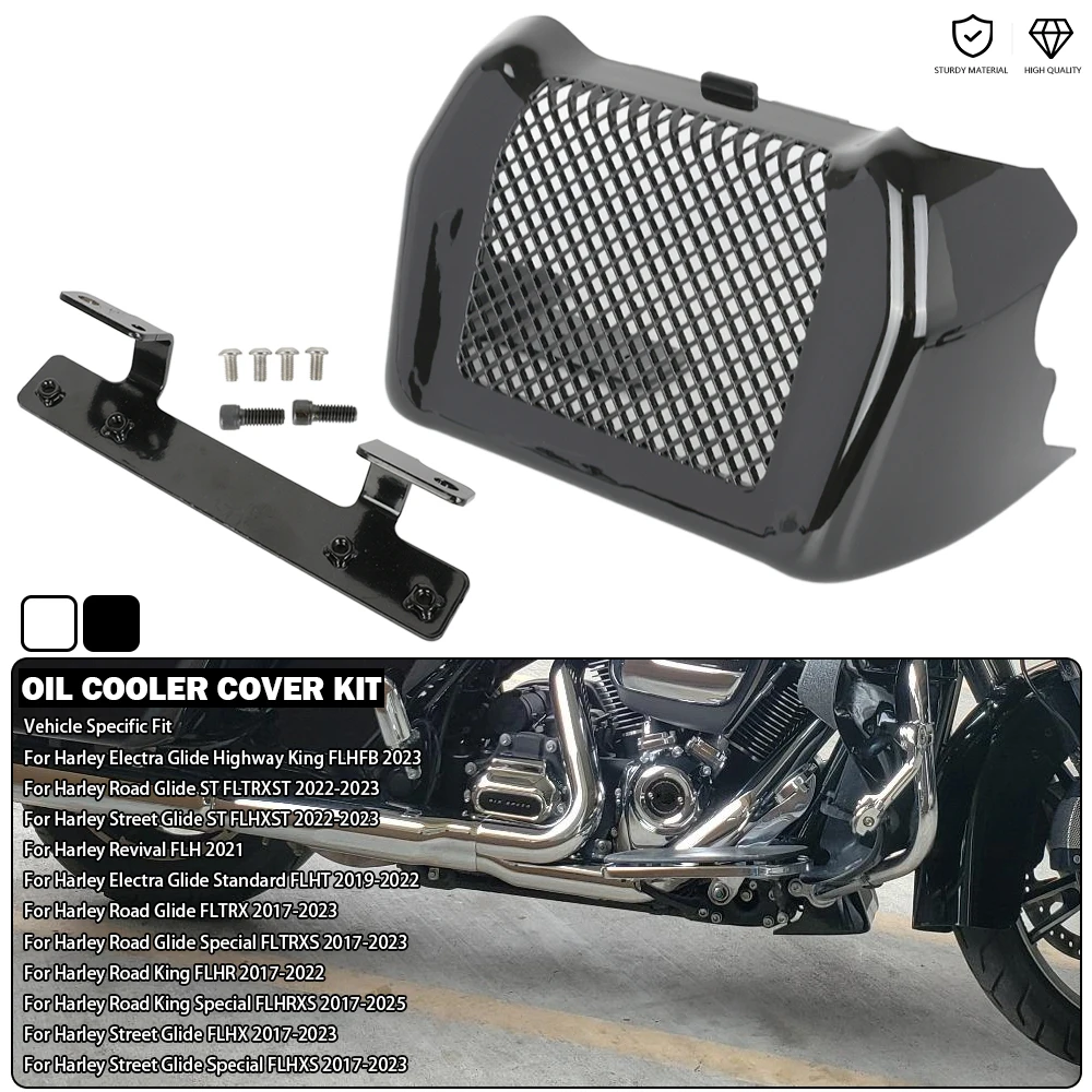 Oil Cooler Cover Kit - Chrome/Black For Harley Electra Glide Highway King Road Glide ST Street Glide Road King Revival 2017-2025