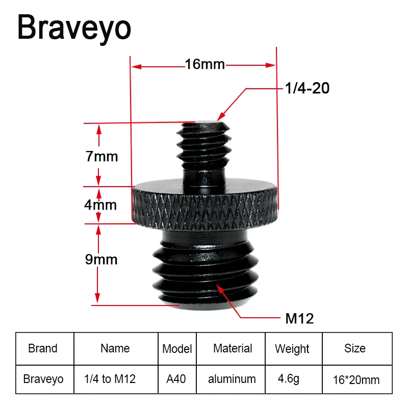 M6 M8 M10 M12 1/4 3/8 Conversion Screw Aluminum Screw Camera Tripod Ballhead Mount Photography Accessories Screws