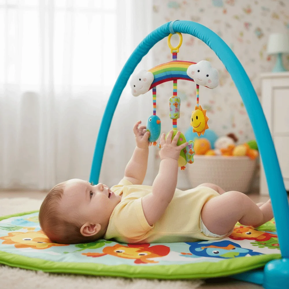 Sensory Animal Baby Colorful Bell Teether Rainbow Activity Soft Sensory Rattles Infant Activity Center Toddler