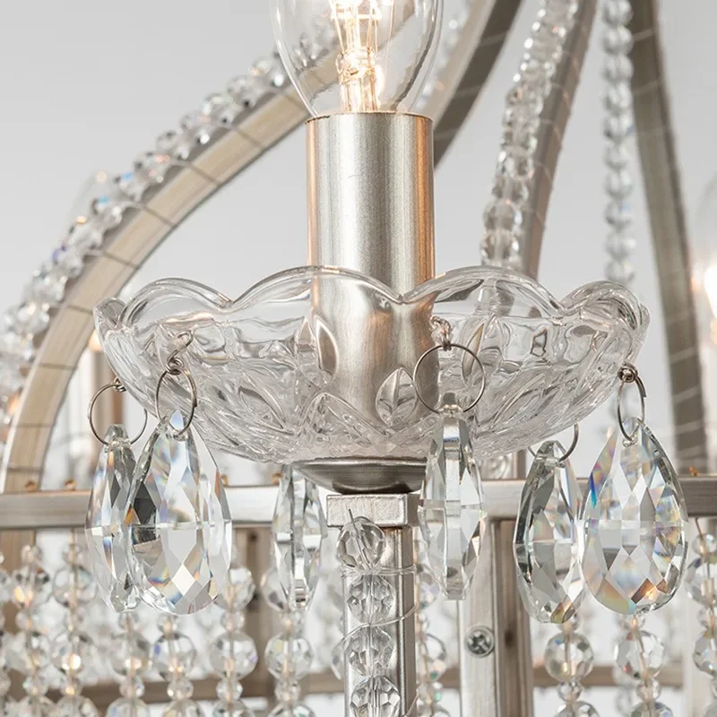 GHJUYIOL American style chandelier, living room light, dining room light luxury, French retro crystal villa, creative bedroom li