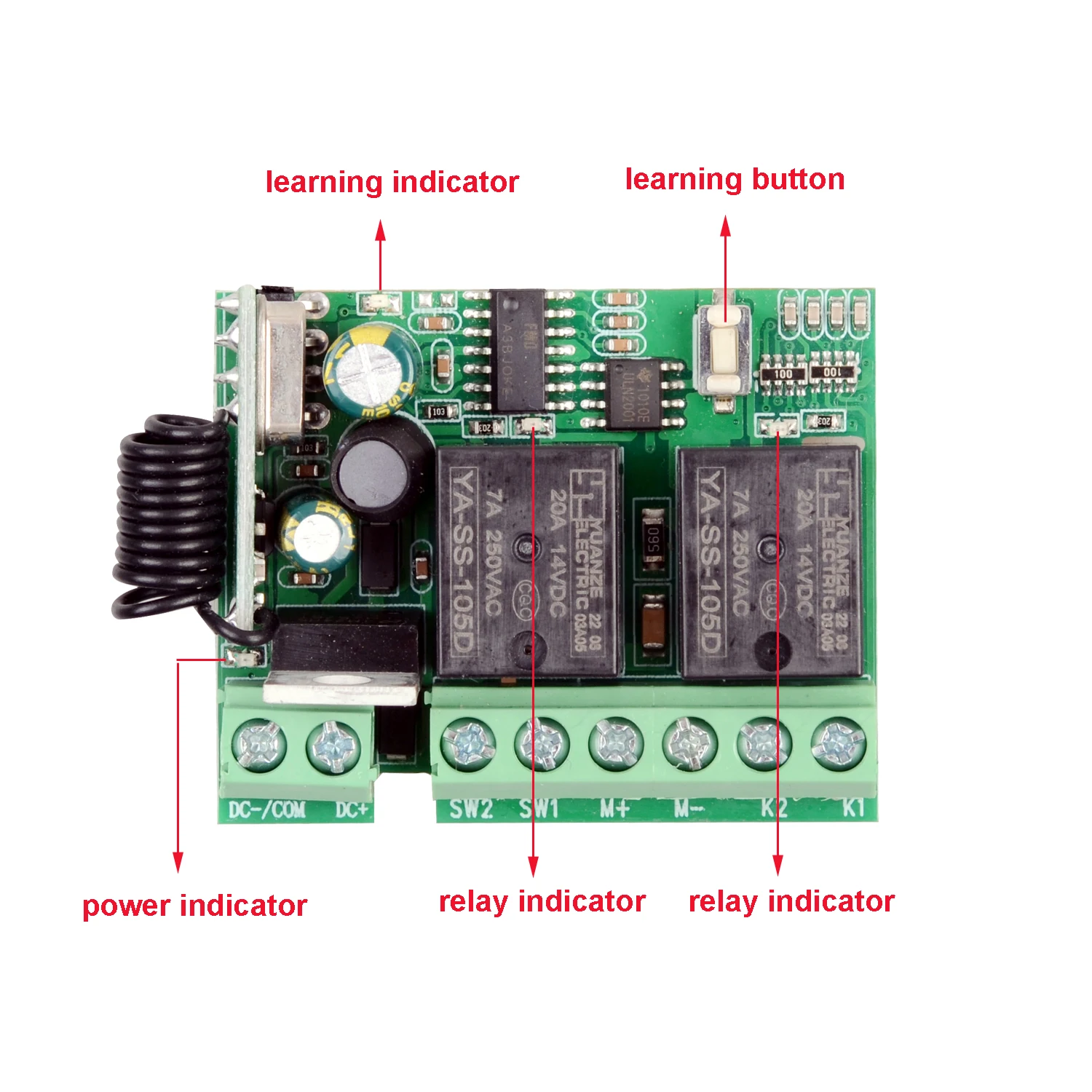 12-36 V DC Motor Fernbedienung Schalter Für Versenkbare Tür Vorhang Elektrische Schubstange Linear Antrieb Vorwärts Rückwärts empfänger