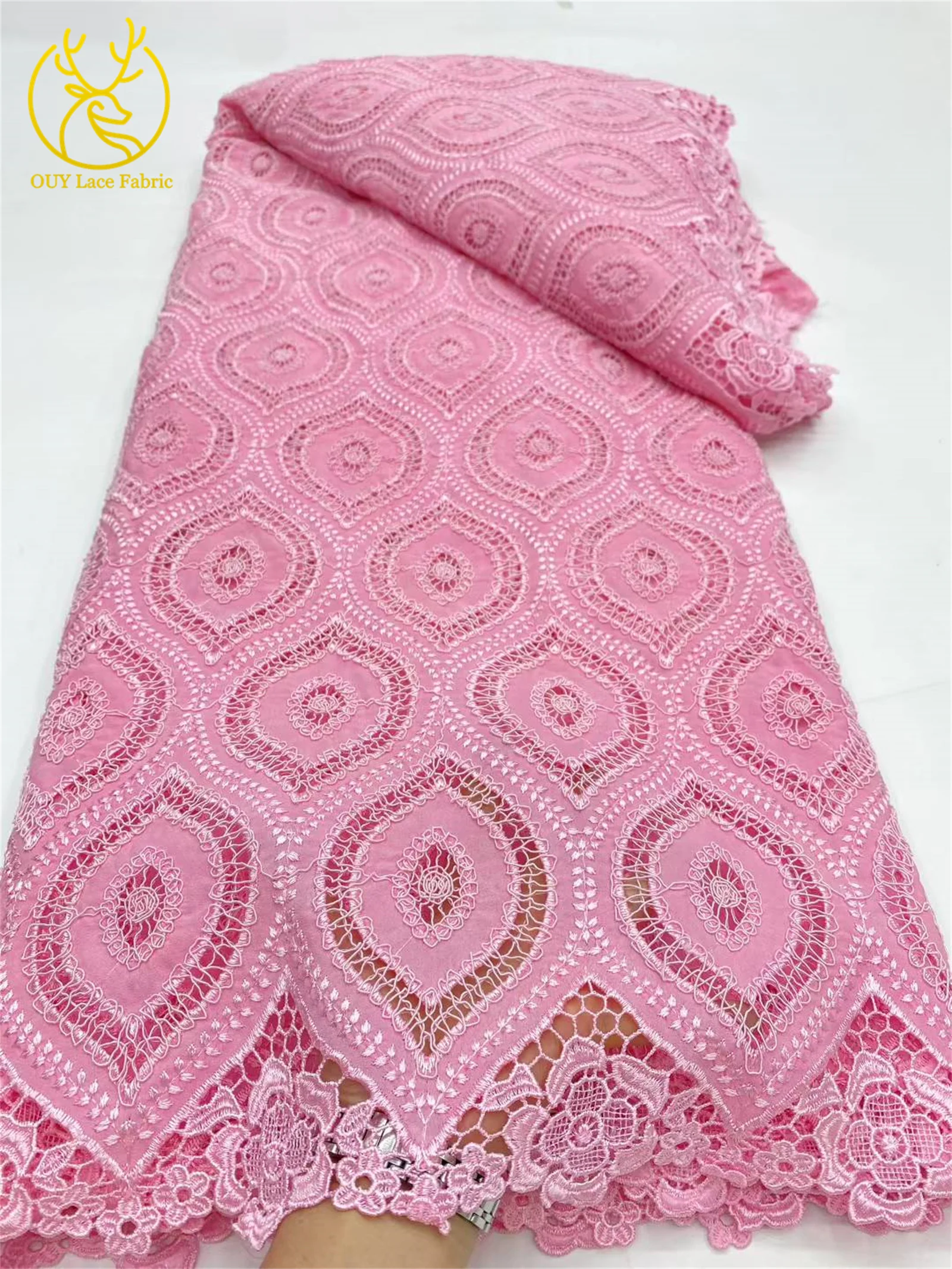 Green African Nigerian water-soluble rope lace fabric African lace fabric 2025 high quality for wedding French lace fabrics