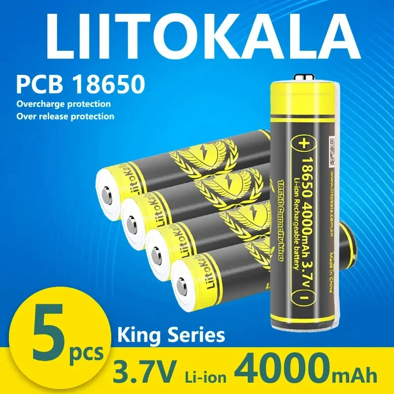 5 قطعة LiitoKala KING4000 18650 4000mah 10A مع PCB 3.7 فولت شاحن بطارية قابلة للشحن للأدوات الكهربائية