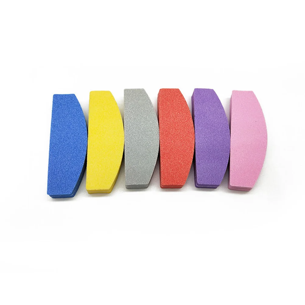20 pezzi di lima in spugna corta mezza luna doppia faccia strumento per nail art per manicure lucidatura unghie spesse salone di casa smeriglio per unghie gialle