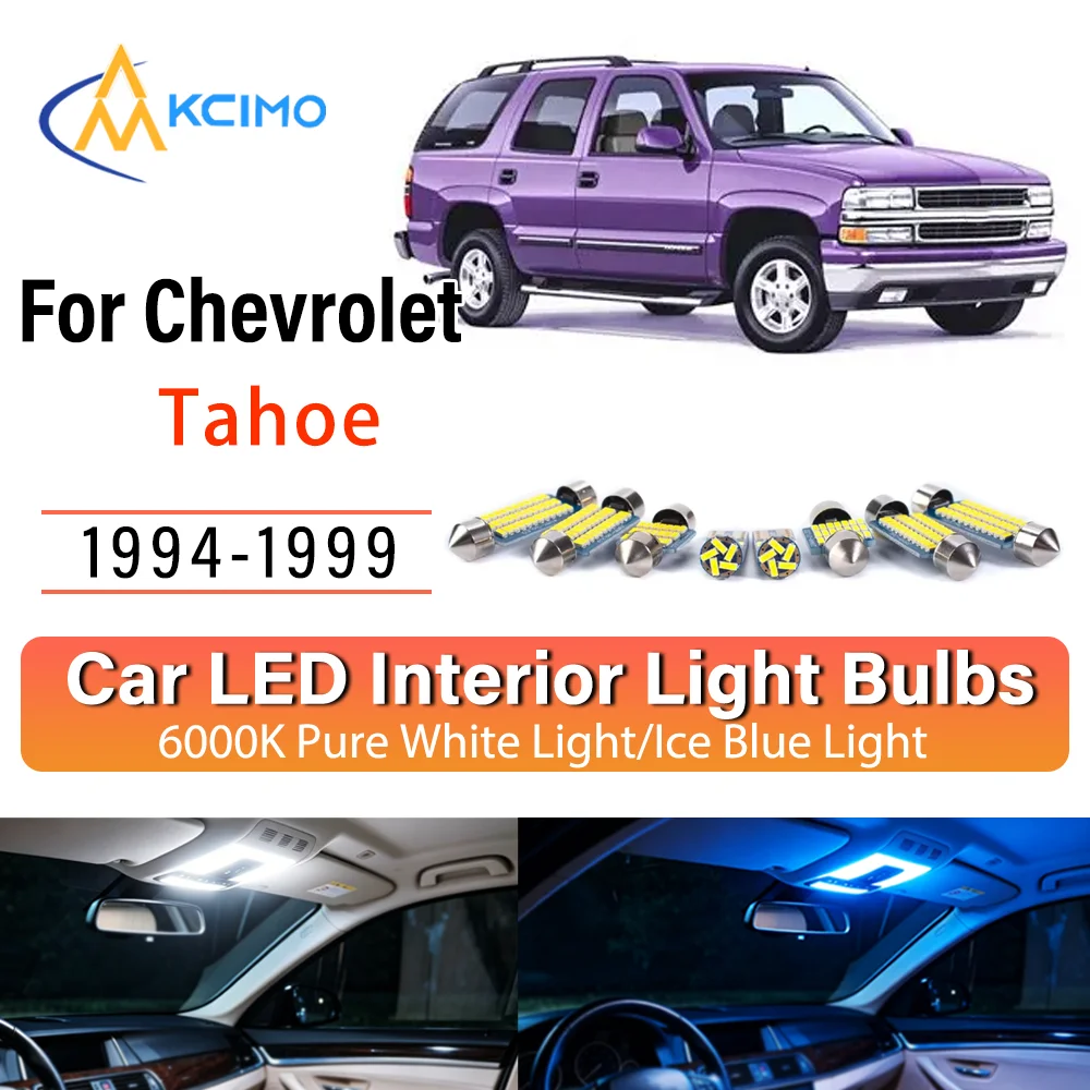 Kit d'éclairage intérieur LED à lueur persistante Plug & Play pour Chevrolet Tahoe 1994-1999 – Remplacement et amélioration des lampes de dôme, de cartes et de coffre
