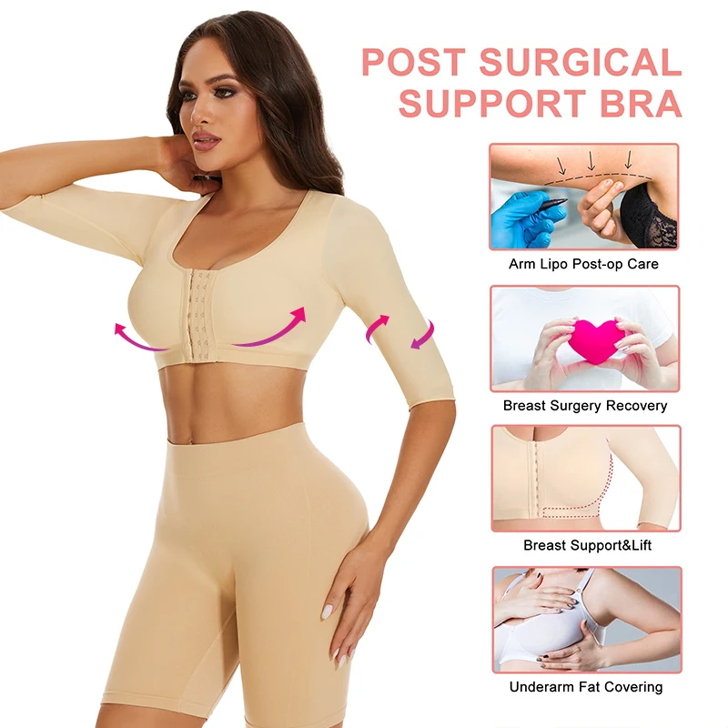 Shaper Tops for Women Flabby Arms Compression Post Surgery Front Closure Bra Cropped Tank Top Shapewear Back Support Body Shaper