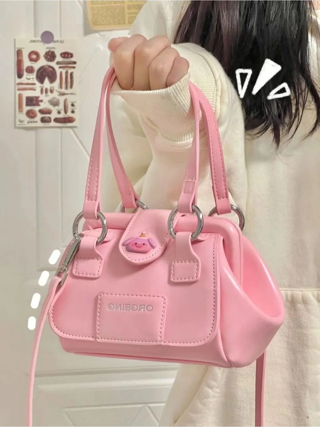 Pink Crossbody Bags for Women Luxury Designer Long Strap Cute Handbag Trend 2023 Vintage Small Shoulder Bag For Girls Summer New