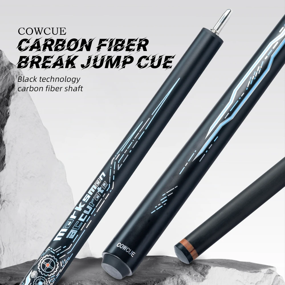 

COWCUE Carbon Fiber Jump Break Cue Series 3 Piece Jump Cue Professional Powerful Break Cue with 12.9mm Tip and Uni-loc Joint