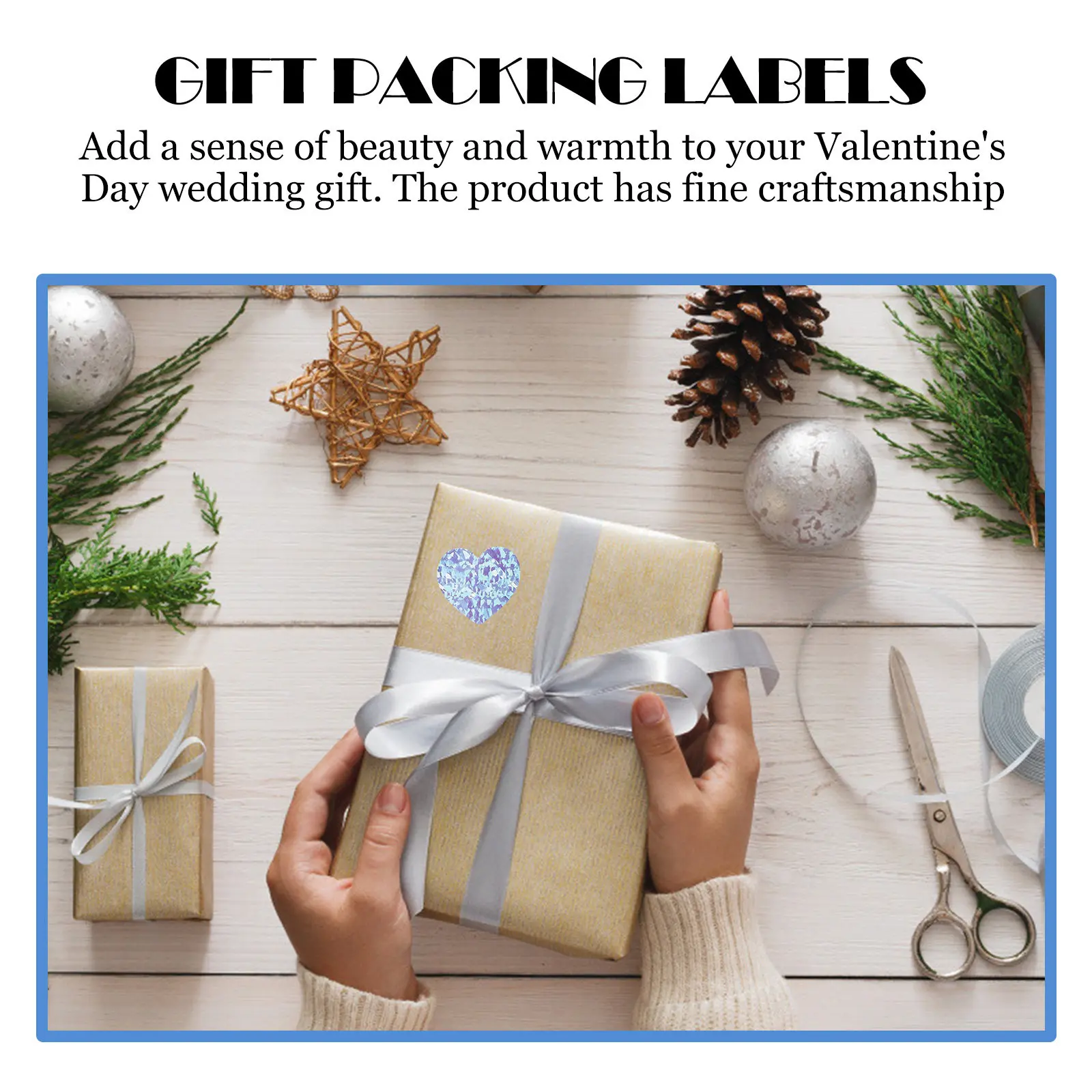 

1 Roll Heart Patterned Stickers High-End Glittering Self-Adhesive Valentine's Day Label Stickers for Gift Wrapping Scrapbook