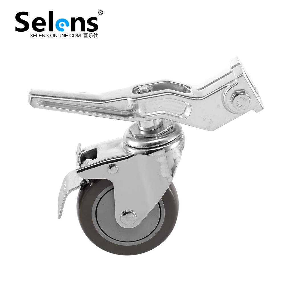 Selens 3-Pack C-Stand Swivel Caster Wheel Set Stainless Steel Light Stand Tripod Magic Leg Replacement Photography  For Studio