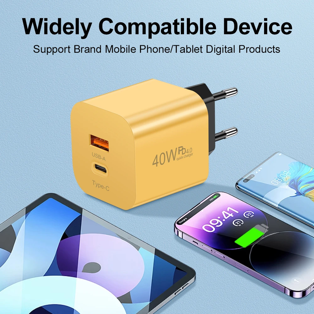 40W Fast Charger PD Fast Charging Mobile Phone USB C Charge Adapter EU/US Plug QC 3.0 Wall Charger For iPhone 15 Huawei Xiaomi image 3