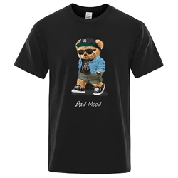 Summer Casual T Shirt Get Mad Bad Mood Walking Silent Ted Bear Short Sleeve Mens T-shirt Hip Hop Tops Loose Oversized Men Tees