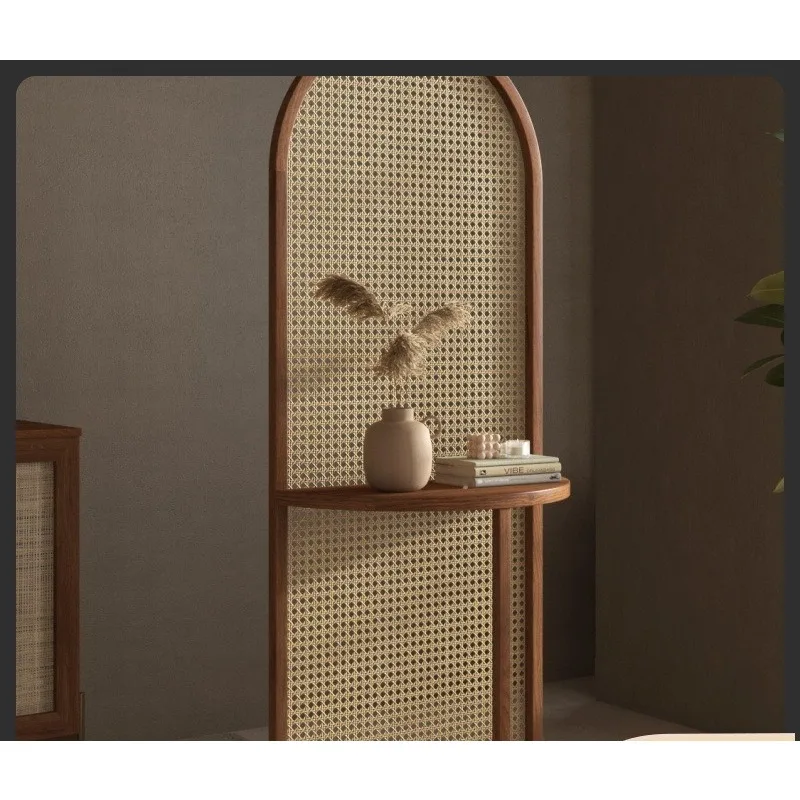 Japanese rattan screen, partition living room entrance entrance bedroom medieval shelves, movable modern simple retro
