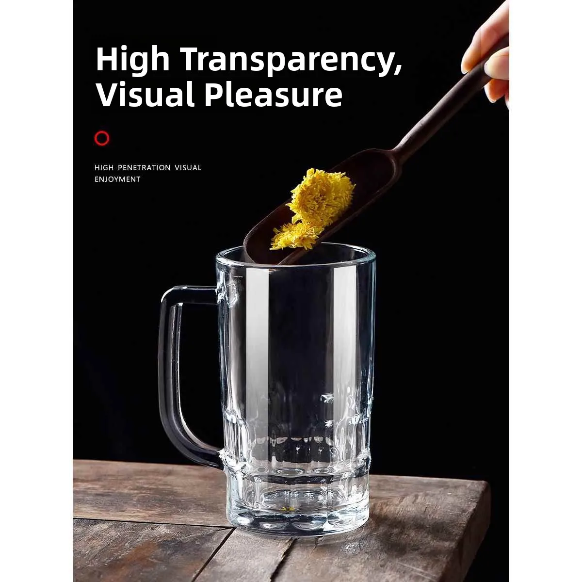 Thickened Glass Tea Cup with Handle for Home Use High Temperature Resistant Water Cup for Brewing Tea And Drinking Large Capa...
