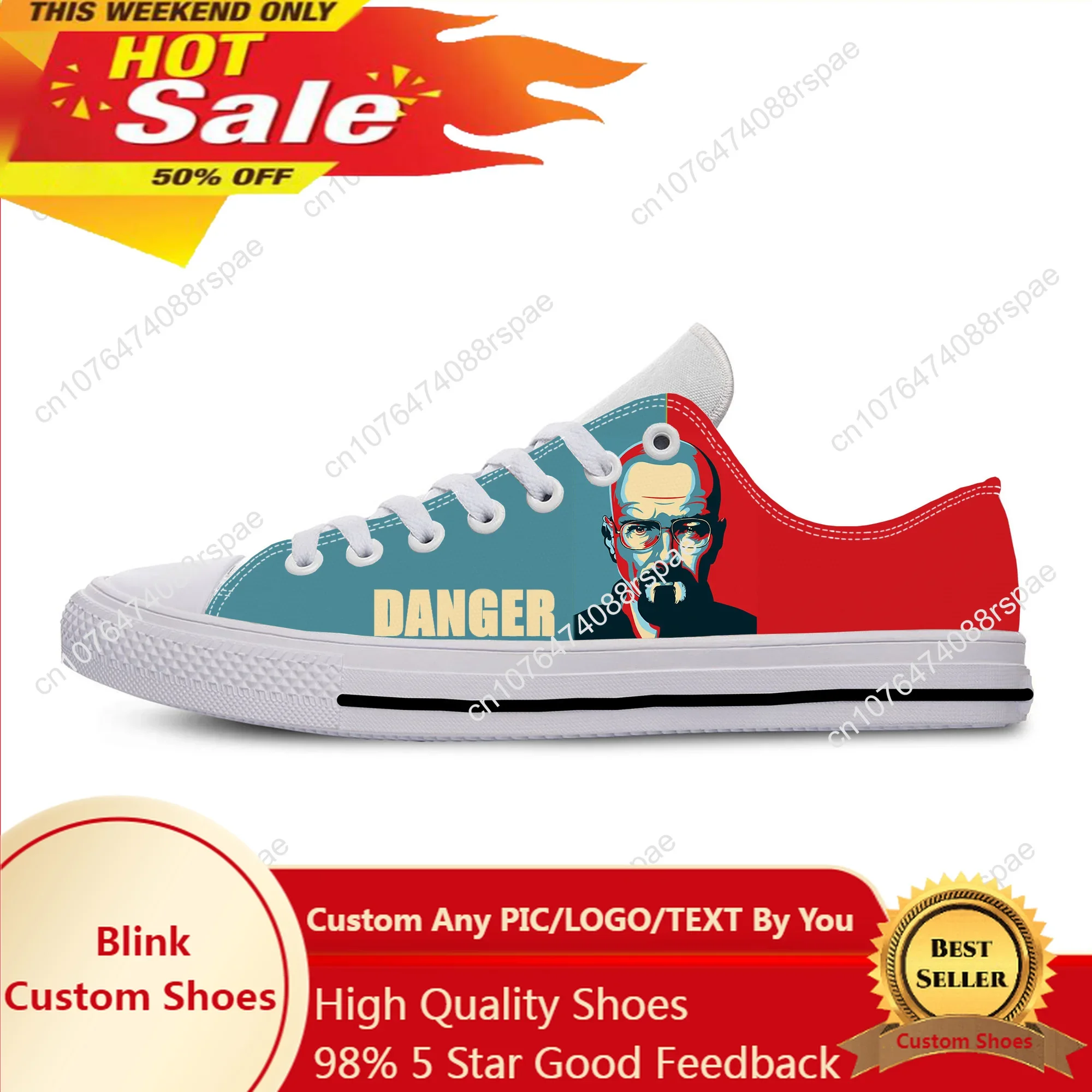 Breaking Bad Low Top tênis para homens e mulheres, calçados casuais, tênis de corrida, respirável, leve, filme, adolescente, impressão 3D