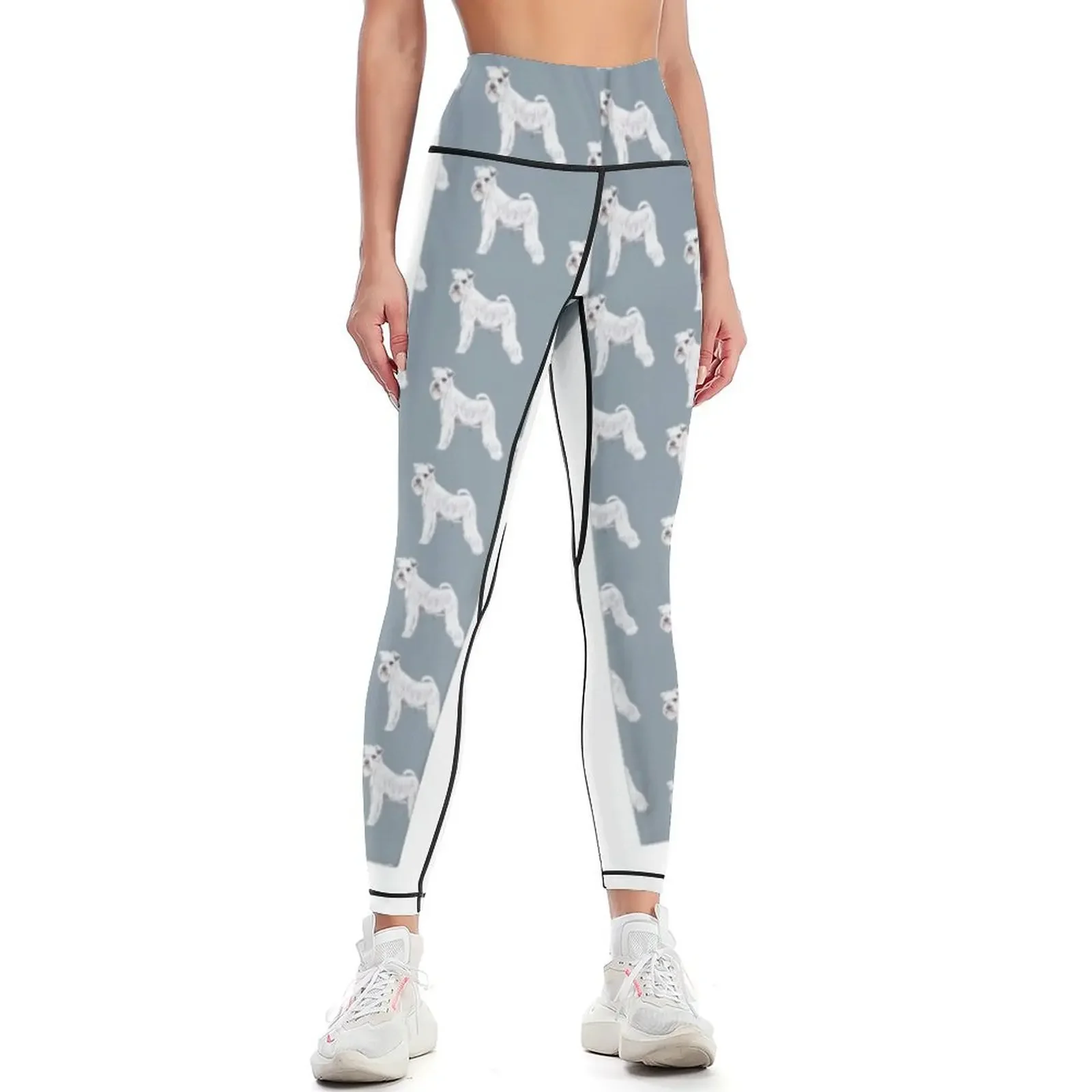 

White Schnauzer Dog Breed Show Stack Stand Leggings Women's sports Golf wear Female legging pants gym pants Womens Leggings