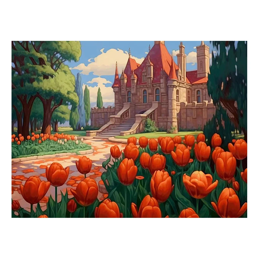Rose und Schloss Kreuz stich DIY handgemachte Kit 11ct 9ct Stickerei neue Wohnkultur Mädchen Schlafzimmer szenische Malerei Pack Set