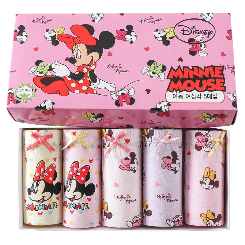 5Pcs/Lot Baby Girls Underwear Cotton Cartoon Minnie Panties Kids Short Briefs Children Underpants 2-9year